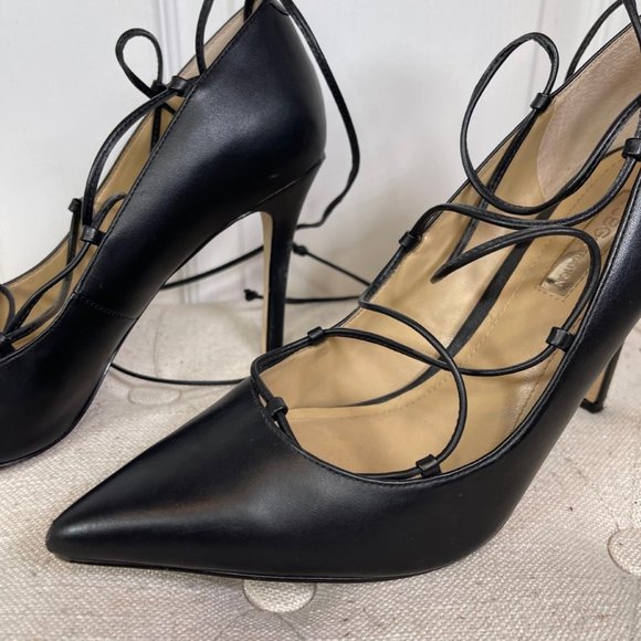 BCBGeneration Black Tully Lace-Up Pump Pointed Toe Stiletto's - 8 - Picture 10 of 13